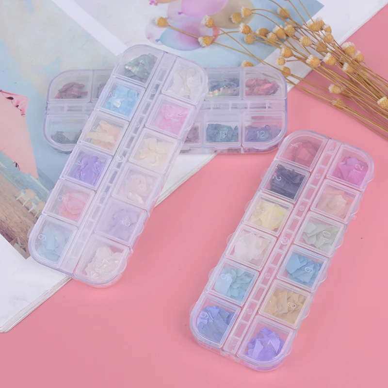 12 сеток неправильная Русалка сломанный корпус лак для ногтей блестки