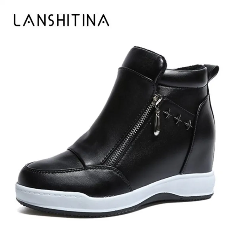 Новинка 2018 года женские ботильоны на танкетке кроссовки молнии платформе