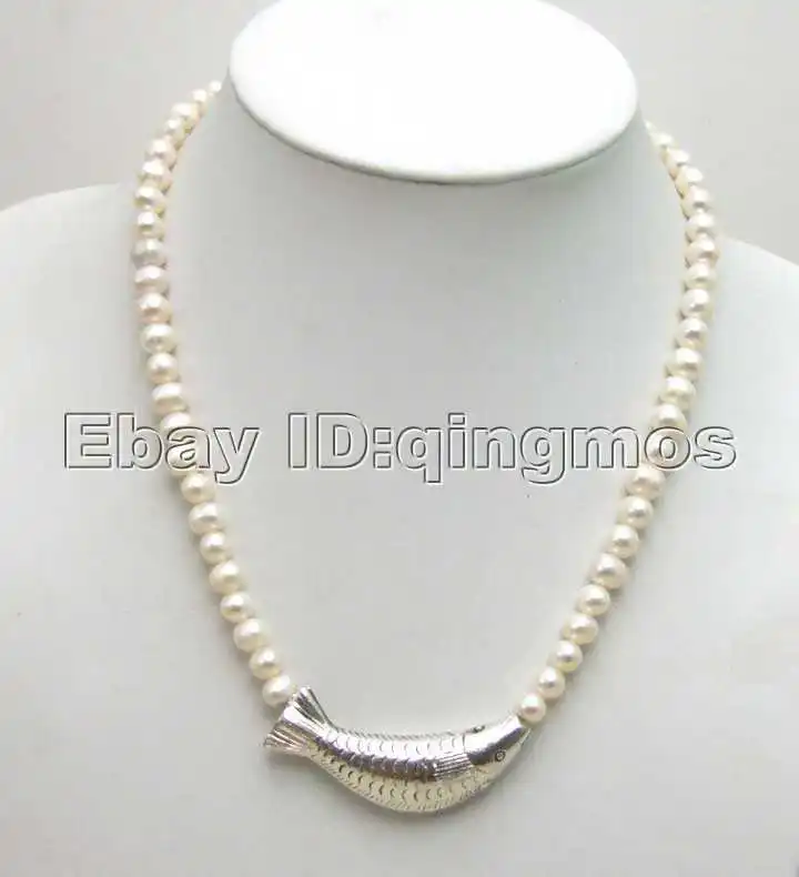 Продажа 6 7 мм натуральный белый FW Искусственный жемчуг ожерелье с тибетским