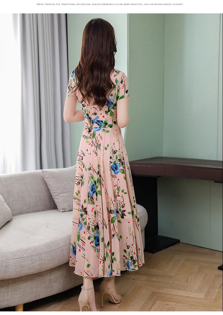Элегантные женские цветочные шифоновые Boho Макси платья летние винтажные 3XL плюс размер пляжный сарафан с принтом облегающие вечерние платья
