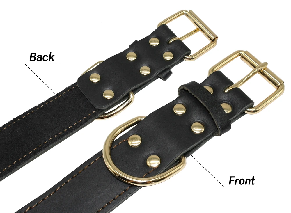 Новинка собачий ошейник из натуральной кожи Canine для собак латунный сверхпрочный