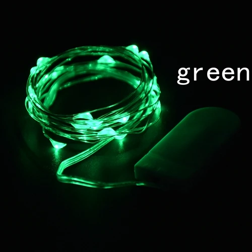 Green Светодиодный мини-светильник-гирлянда 2 м с серебряной проволокой, сказочный светильник s для гирлянды, дома, Рождества, свадьбы, вечеринки, украшения, питание от батареи CR2032 - Испускаемый цвет: Green