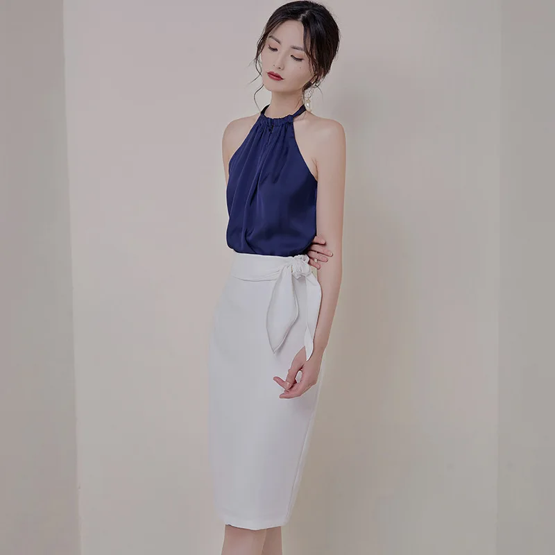 Повседневный Элегантный женский комплект из двух предметов летняя блузка с