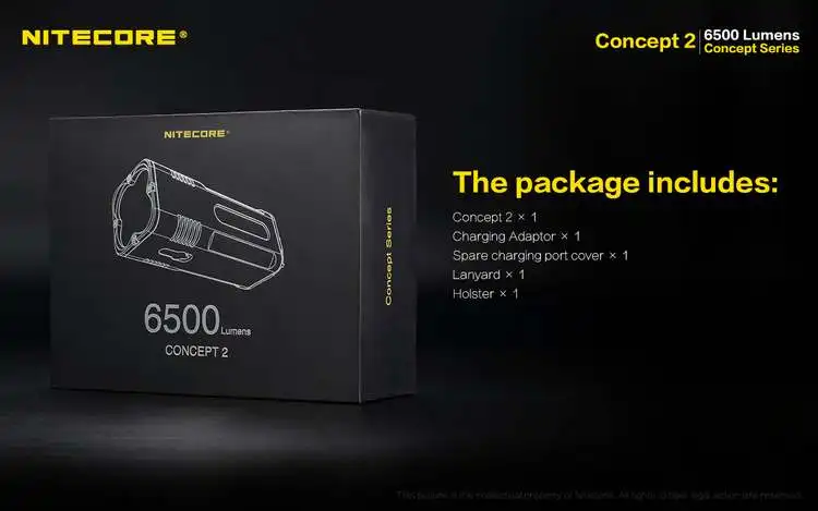 NITECORE C2 6500 люменов концепция 2 перезаряжаемый фонарик 4x CREE XHP35 HD светодиоды супер яркий Встроенный аккумулятор