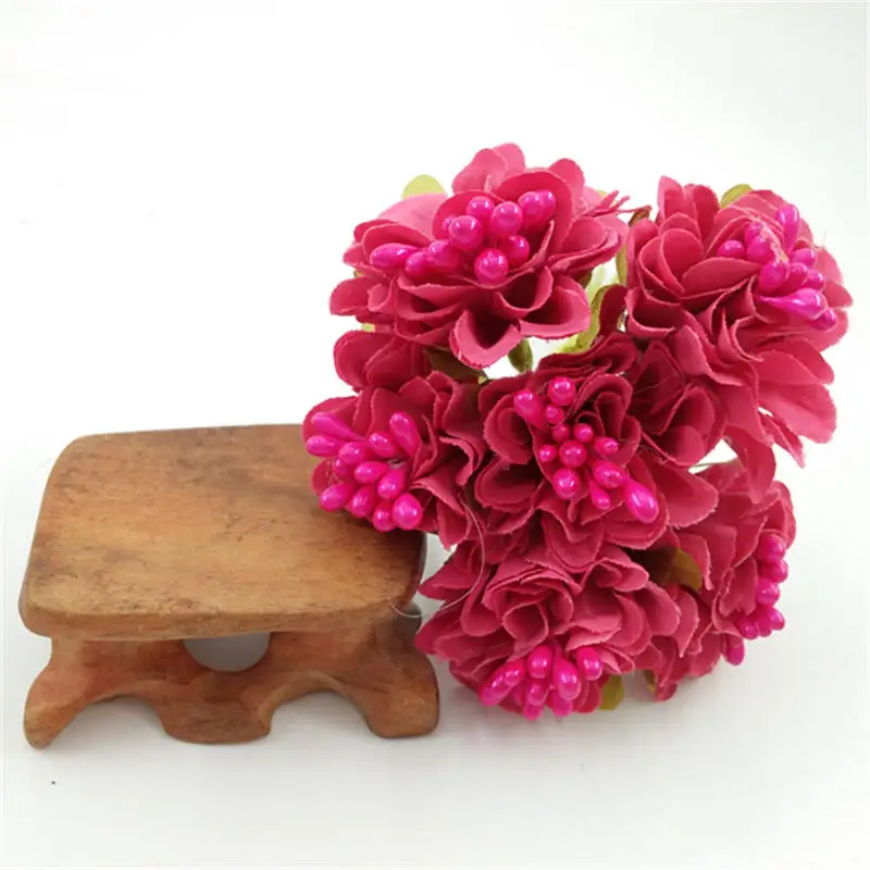 6 шт./лот миниатюрный Шелковый Искусственный букет роз свадебное украшение