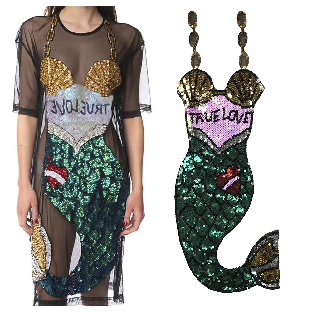 

Нашивки с хвостом русалки и блестками, 1 шт.