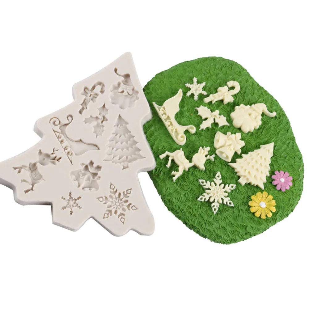 Силиконовая форма для рождественских саней снежинок шоколадных тортов выпечки