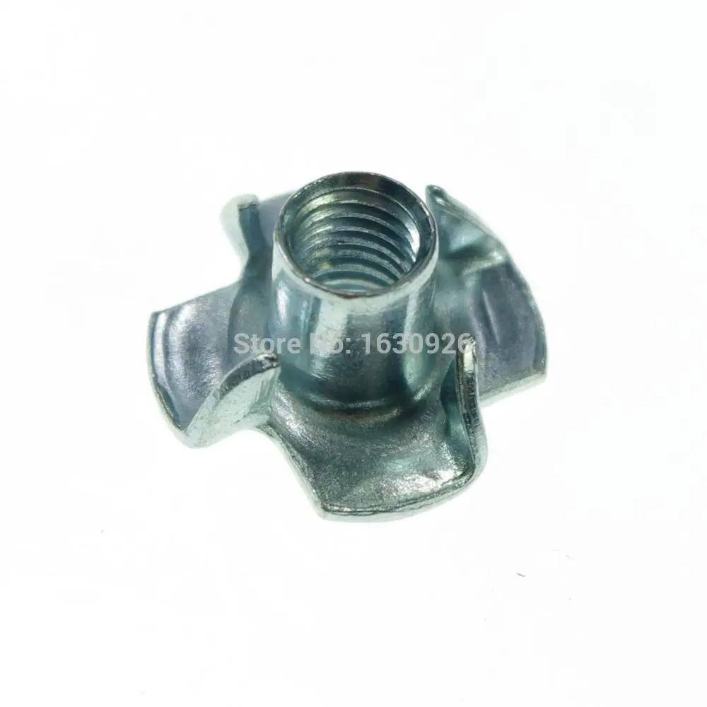 

Free shipping 100 pieces Metric M4 Zinc Plated Steel T Nuts Blind Nuts 4 Prongs Knock In Wood