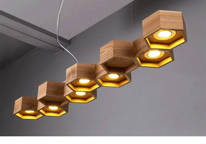 Современный деревянный подвесной светильник в виде сот для дома декоративная
