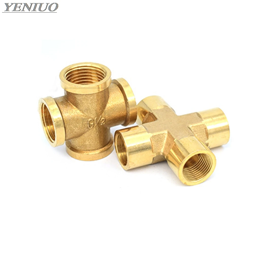 Латунный трубный фитинг 4 ходовой разъем крестообразный 1/4 &quot3/8&quot 1/2 &quot медная