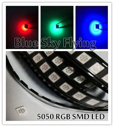 200 шт. 5050 RGB SMD СВЕТОДИОДНЫЙ красного синего зеленого и SMT PLCC-6 3 вилочным держателем