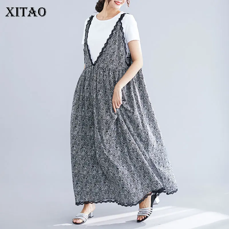 XITAO кружевное платье с открытыми плечами размера плюс женская одежда 2019 v
