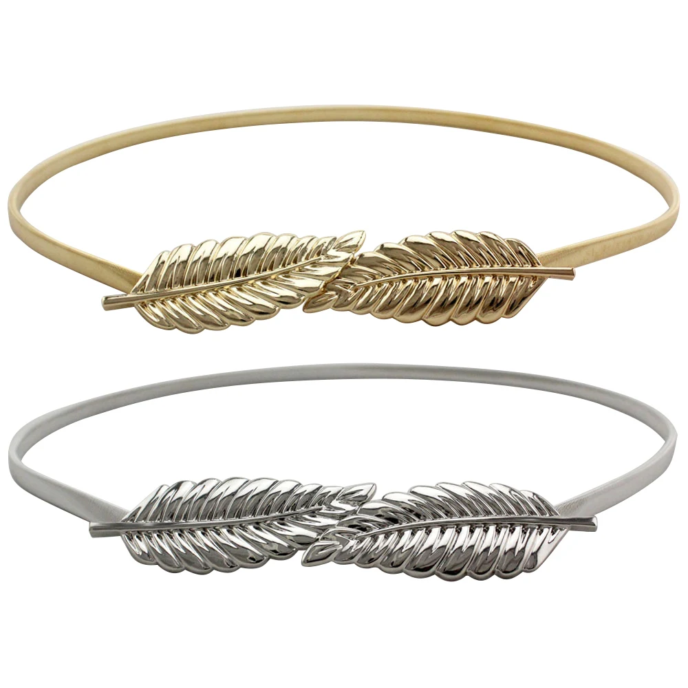 Женский металлический ремень в форме листьев золотистый Регулируемый