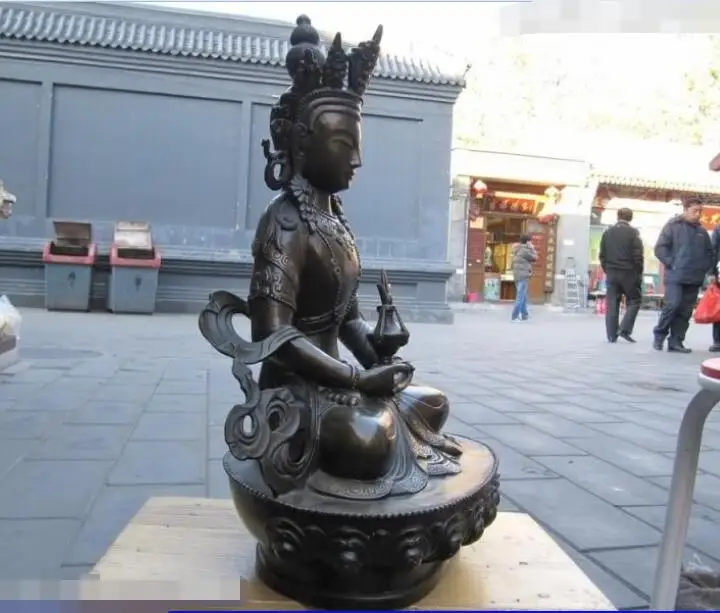 Китайская народная Бронзовая статуя Амитаюса Кван-Инь Статуи Будды Бодхисаттвы |