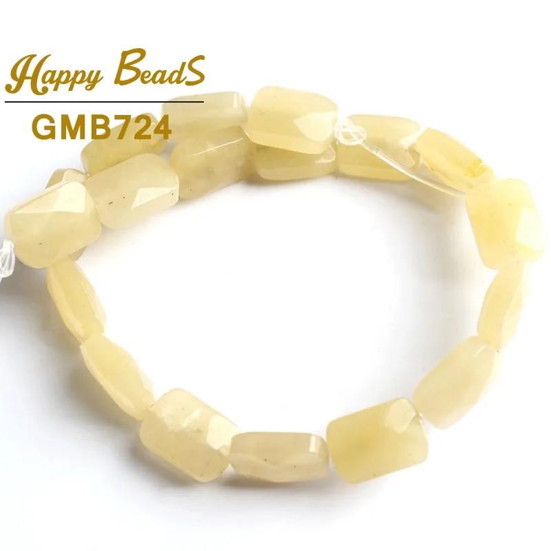 Yellow Jade 8*12 мм натуральный граненый прямоугольник Агаты кварцевые бусины Свободные бусины для самостоятельного изготовления ювелирных изделий браслет ожерелье 20 см прядь - Цвет: Yellow Jade