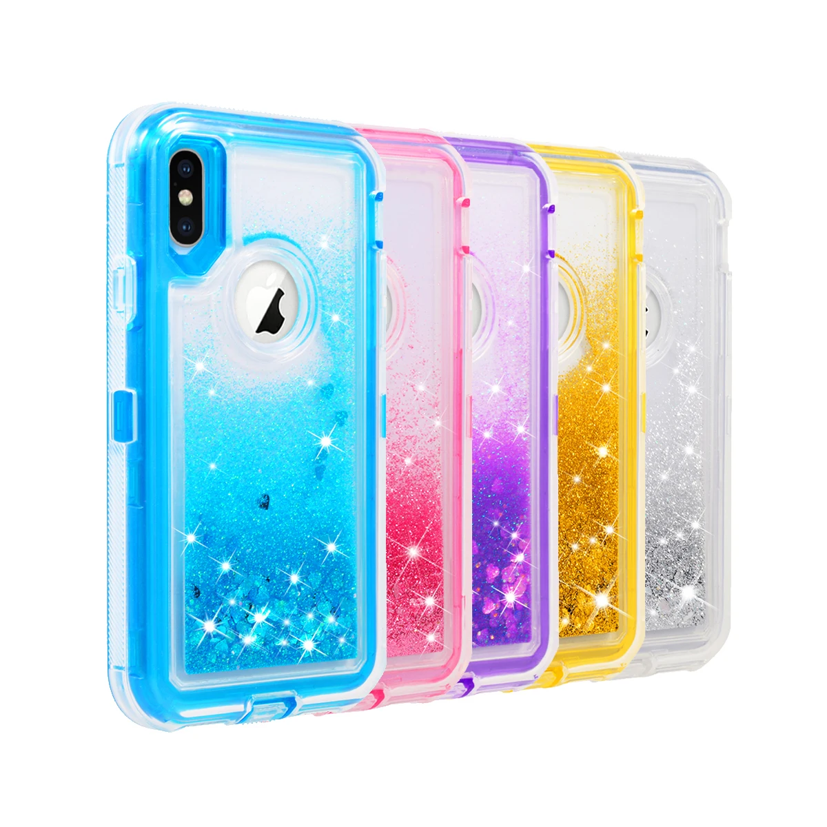 Роскошный чехол Grandever для iPhone X розовый с жидким зыбучим песком блестящий