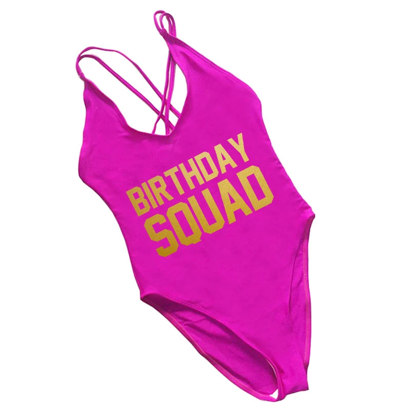 Color 5 Swimsuit Women One Piece Swimwear Womens Swim wear Custom Letter Birthday Squad Bathing Suit Party Bodysuit Sexy Monokini - Цвет: Color 5