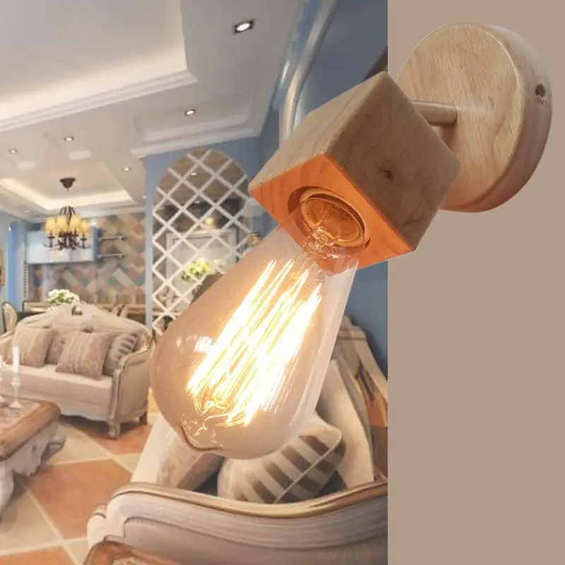 Промышленный настенный светильник Лофт винтажный прикроватный деревянная лампа