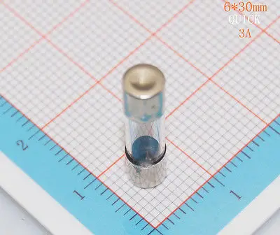 100pcs/lot 6x30mm Quick Blow Glass Tube Fuse, 3A