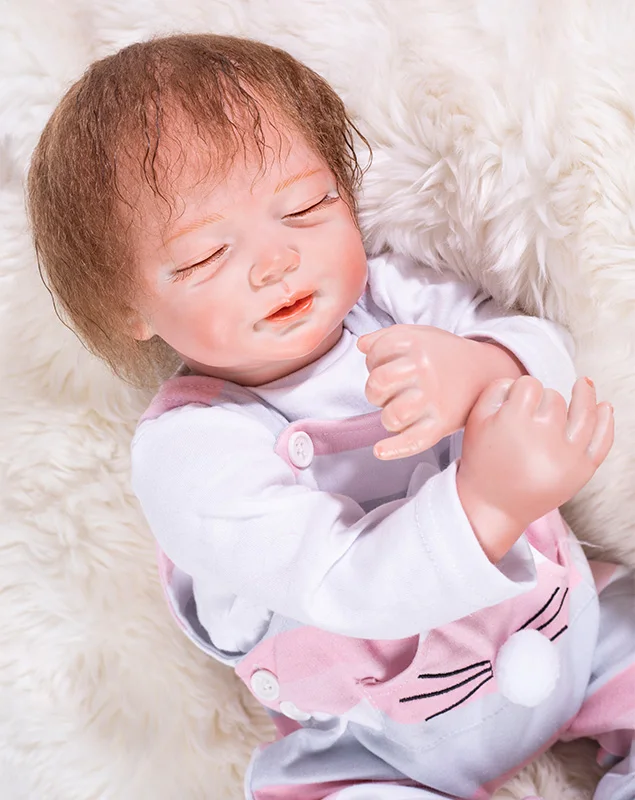 

48CM Silicone Doll Reborn Baby girl realistic Handmade Cloth Body Reborn Babies Doll Toys Baby Growth Partners Best kids Gift