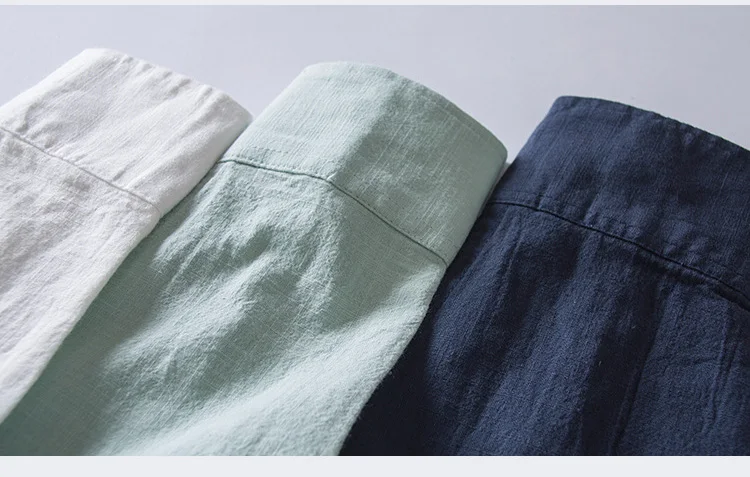 Новые мужские повседневные рубашки из натурального льна и хлопка с длинным