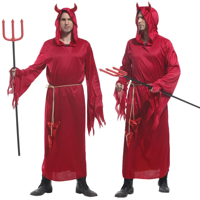 Adult Man Red Devil Halloween Costumes for Christmas Carnival Cos Masquerade Fancy Dress Clothing Evil Cosplay Clothes | Тематическая