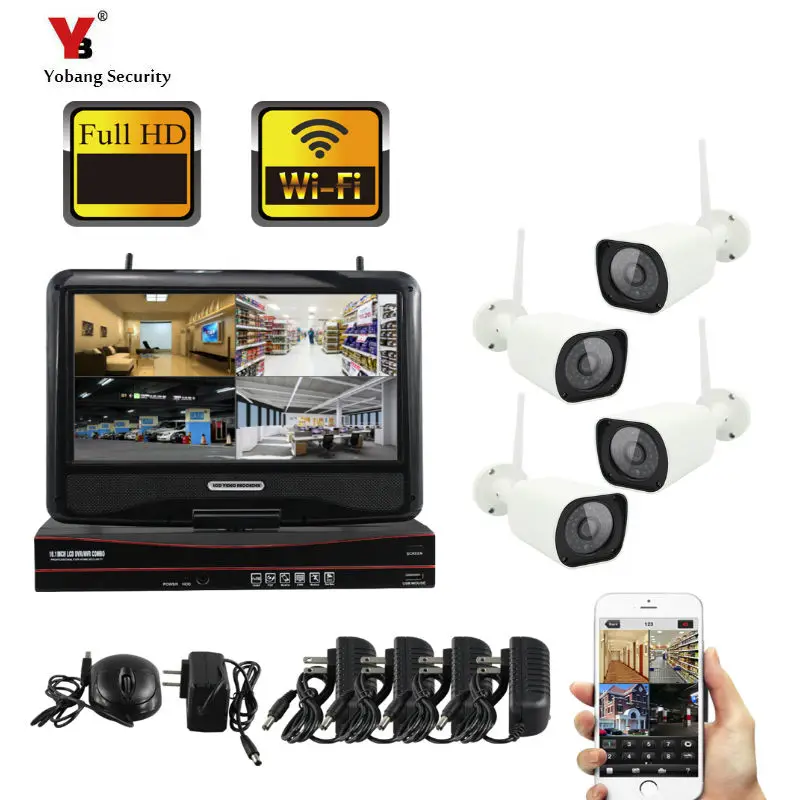 Беспроводная CCTV система 960P Аудио запись 1.3MP 4CH NVR водонепроницаемый открытый WIFI