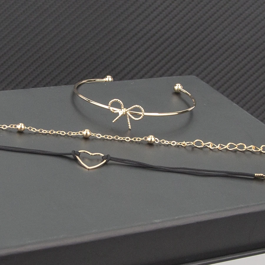 Корейский Золотой браслет завязанный проволочной окантовкой с бантом сердце