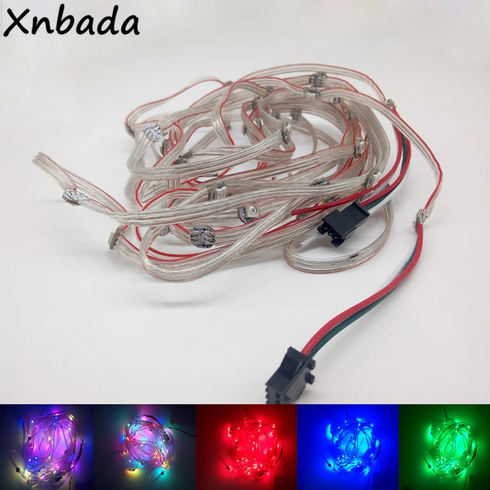 

50Pcs WS2812B LED Pre-wired RGB Pixel Module String Strip,WS2811 IC 5050SMD Individually Addressable DC5V