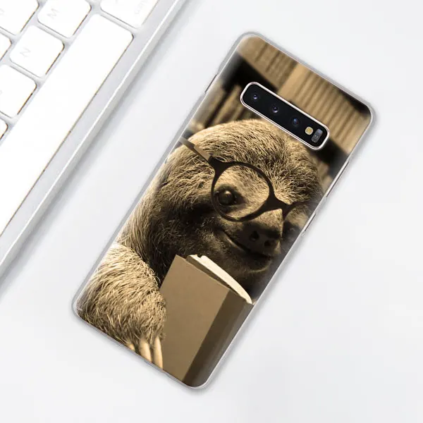 Серый Ленивец и цветочный узор чехол для телефона samsung Galaxy S10e S10 Plus S7 S8 S9 Plus Note 8 9 M10 M20 M30 жесткий чехол Coque - Цвет: 015