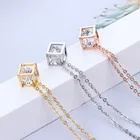 Минималистичное ожерелье с квадратным кристаллом для женщин, украшения на шею, модные ожерелья золотого цвета из нержавеющей стали, Женская цепочка