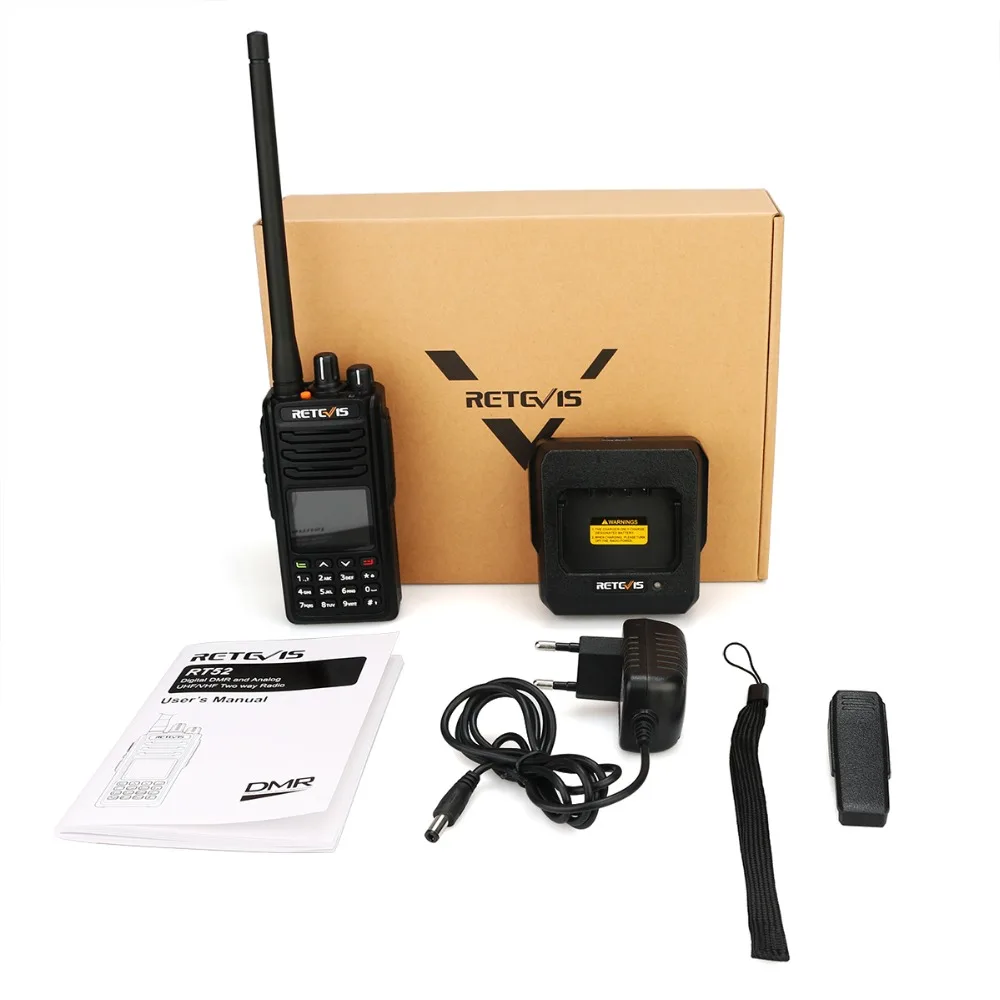 

Retevis RT52 Digital Dual Band GPS DMR Radio Walkie Talkie VHF UHF Dual PTT Up to 4000 Channels Two Way Radio Portable + Cable