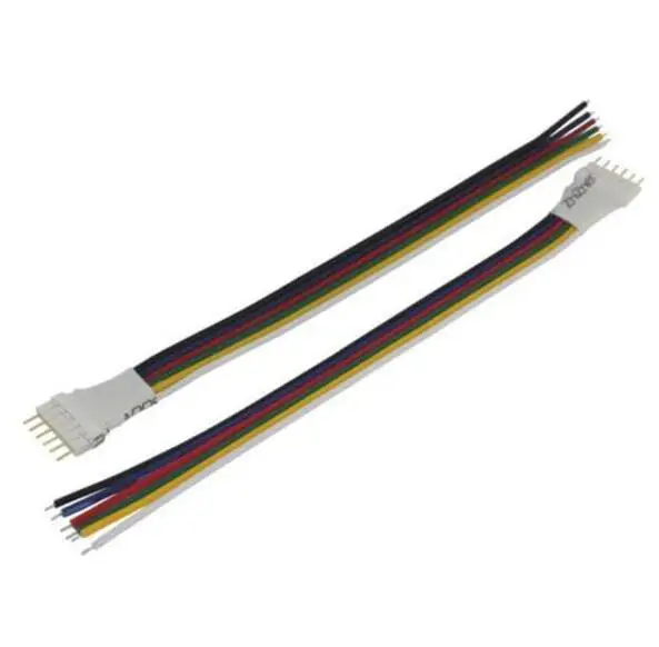 male connector 6pin 12 мм RGB+ CCT мужской женский сварочная лента для контроллера Кабель-адаптер провод для 5050 3528 SMD RGB+ CCT Светодиодная лента 5 шт - Цвет: male connector