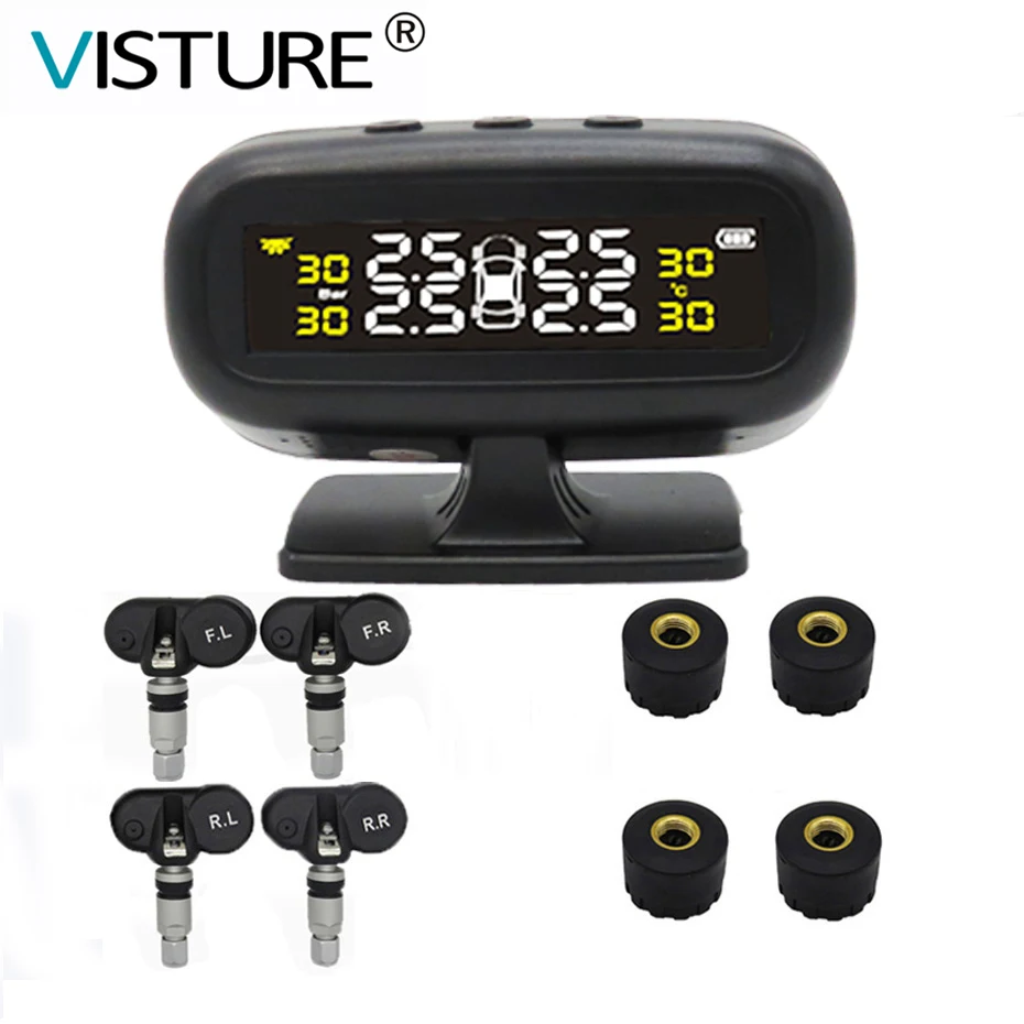 Система контроля давления в шинах TPMS цифровой измеритель на солнечной батарее S05W