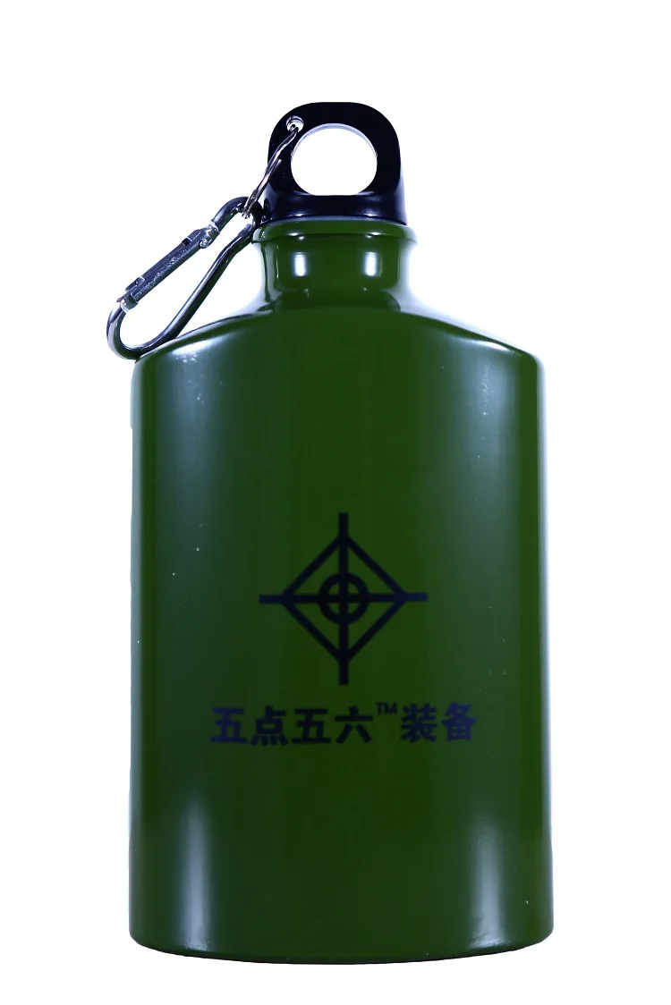 army green Открытый тактический плоский чайник рыбацкий чайник 500 мл алюминиевый сплав портативный армейский вентилятор бутылка для воды с пряжкой - Цвет: army green