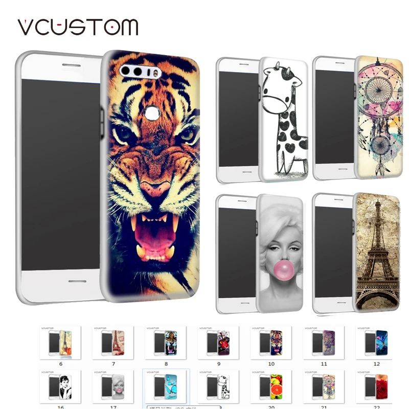 Vcustom тигра Красочные Футляр для Huawei Honor 8 Вышивка Крестом Картины чехол задняя