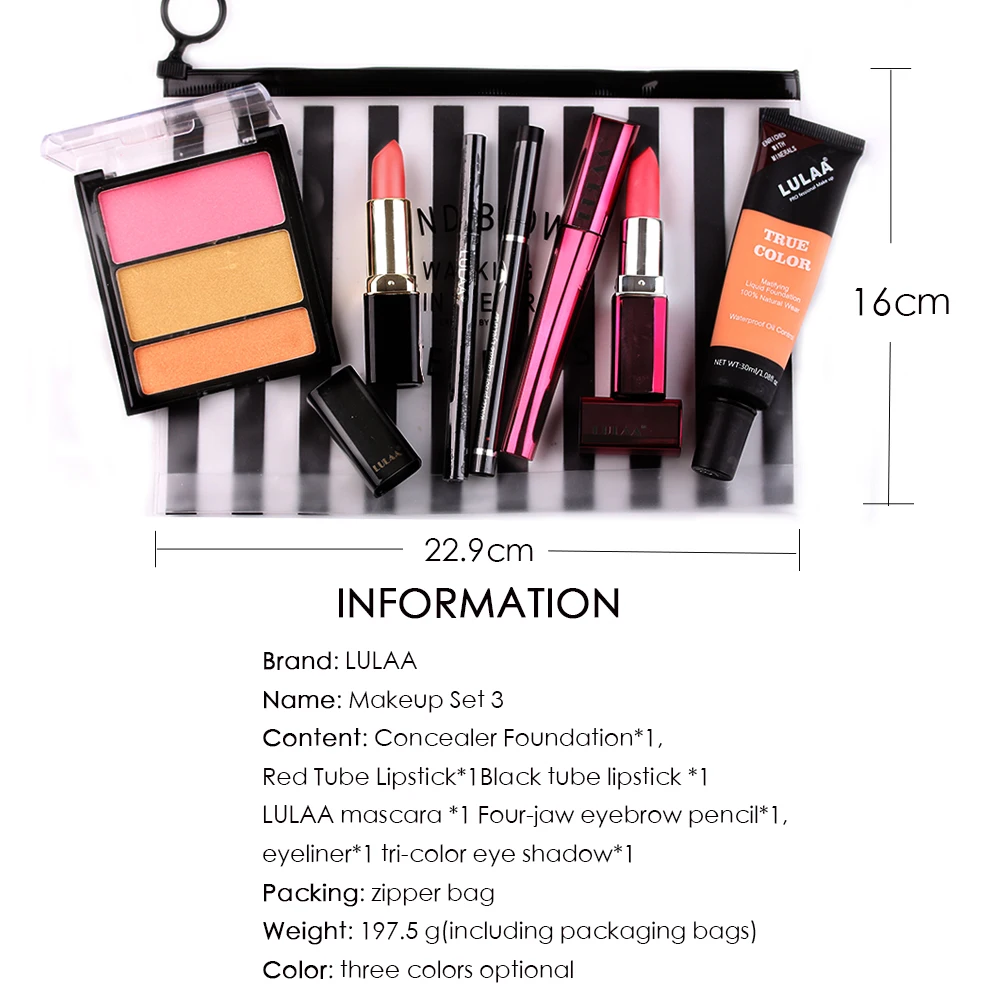 Lulaa профессиональный макияж набор основание под пудру для лица губная помада