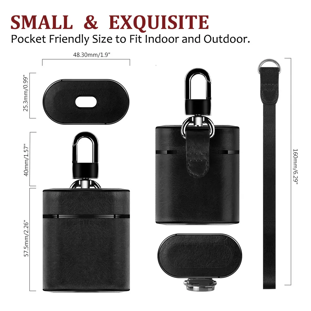 Genuine Leather Case for Airpods Portable Protective Cover For Apple Earphone Accessories With Anti-lost Rope | Электроника