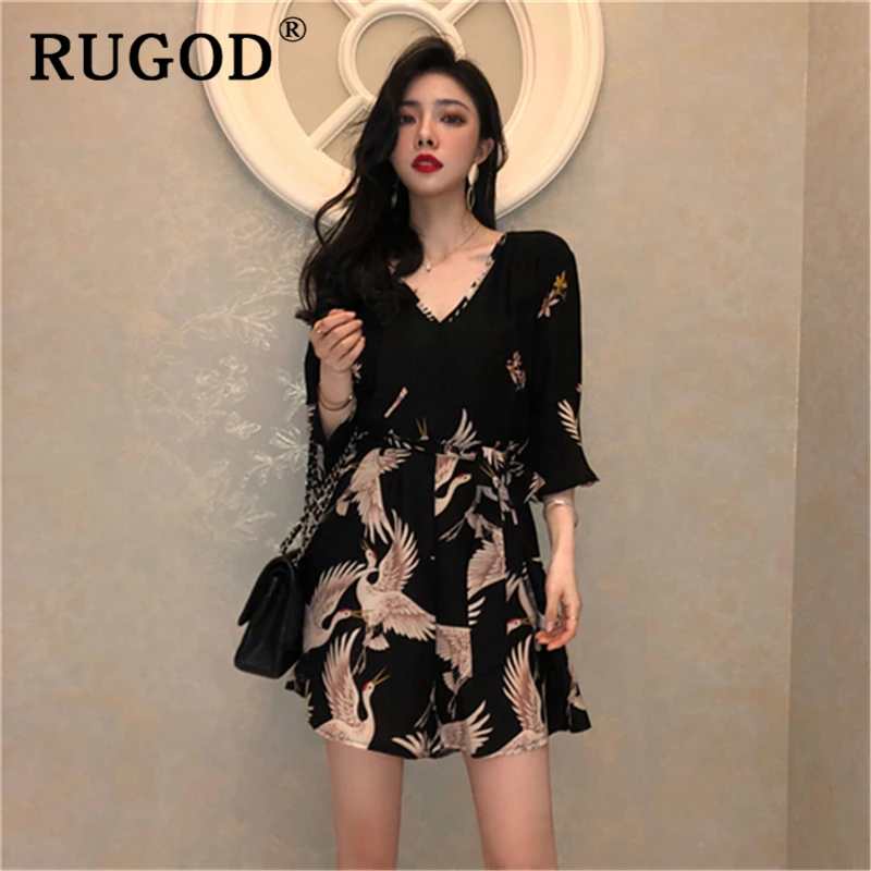 Женский офисный комбинезон RUGOD элегантный пляжный с расклешенными рукавами и