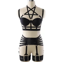 body harness sexy elastic bondage garter belt halloween pentagram bralette black body harness set adjust women lingerie