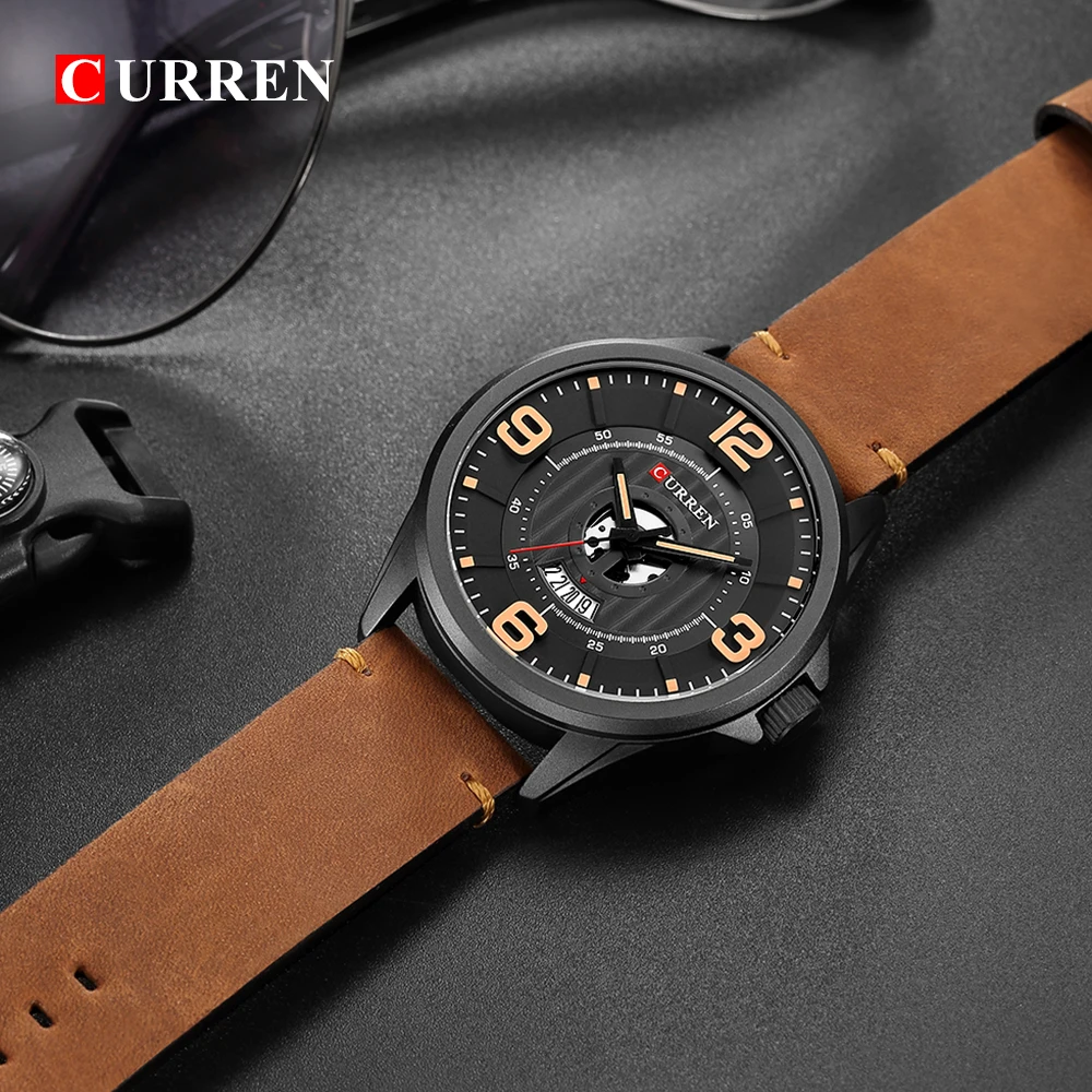 Reloj hombres мужские часы модные кварцевые часы CURREN повседневные кожаные мужские наручные часы с датой erkek saat подарок для мужчин