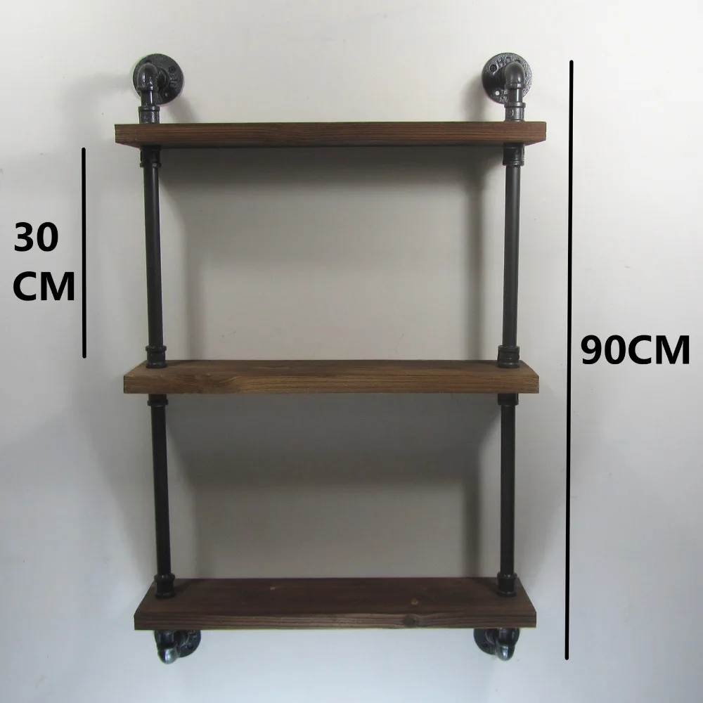 Промышленные деревенские железные настенные полки 3 слойные деревянные для дома