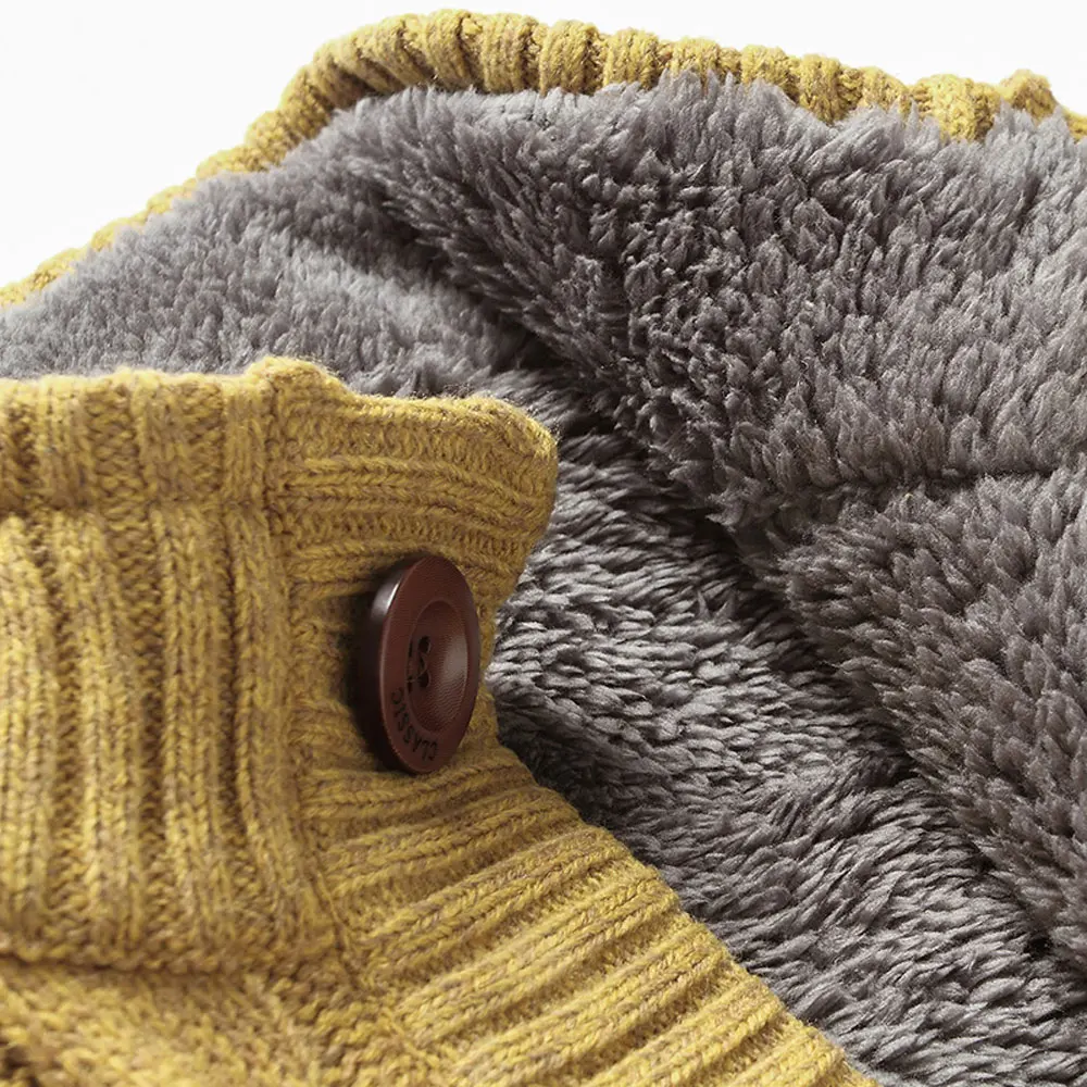 Мужской однобортный свитер с воротником хомутом зимний теплый шерстяной