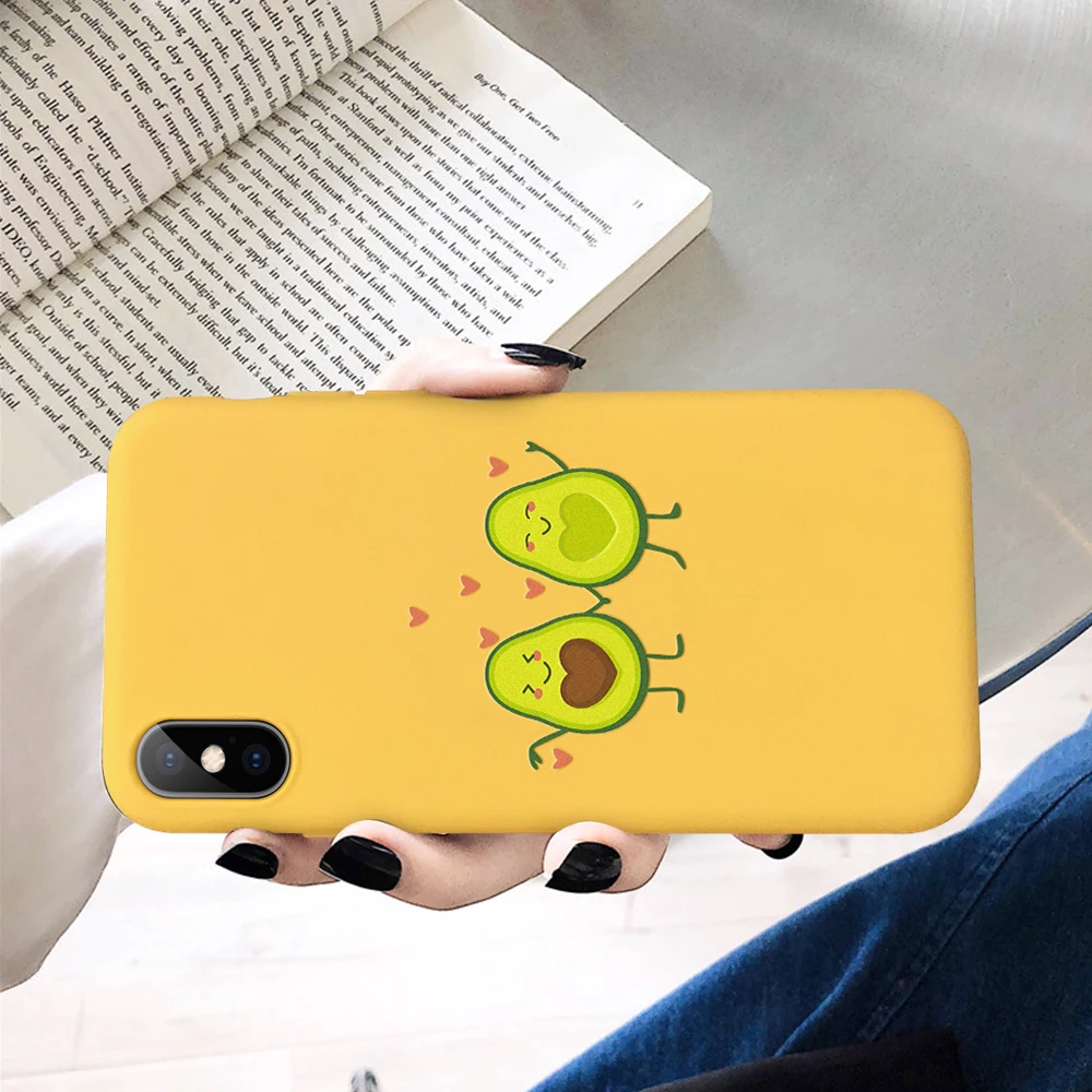 Yellow New Cute phone case For iphone 8 7 Funny cases Lovely Carton Animal Plant Soft cover iPhone 6 6S Plus XS Max XR X |