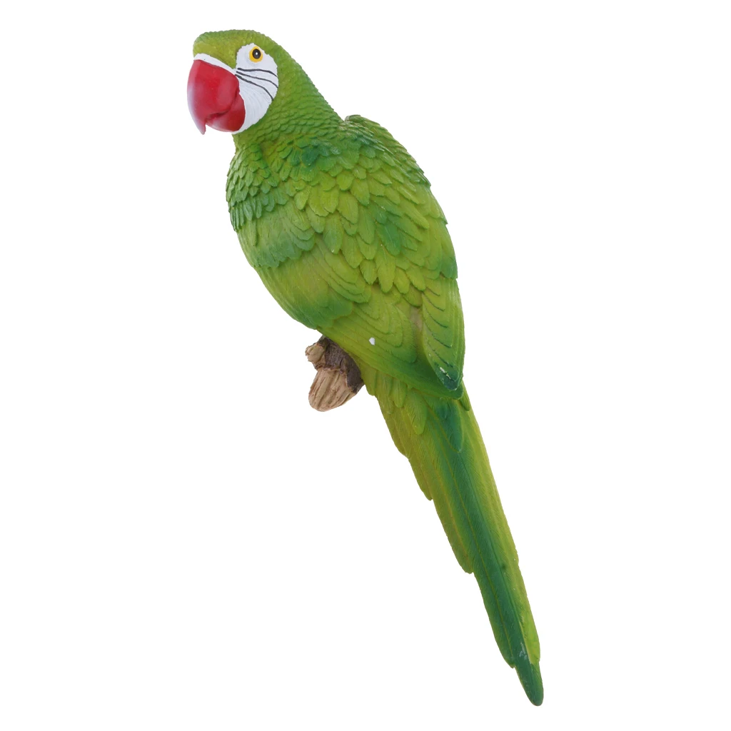 38cm Green 20 стилей, искусственная птица, смола, большая статуя попугая, птица, для двора, дерева, газона, орнамент, подвесная скульптура, украшение для дома, сада, ремесло - Цвет: 38cm Green