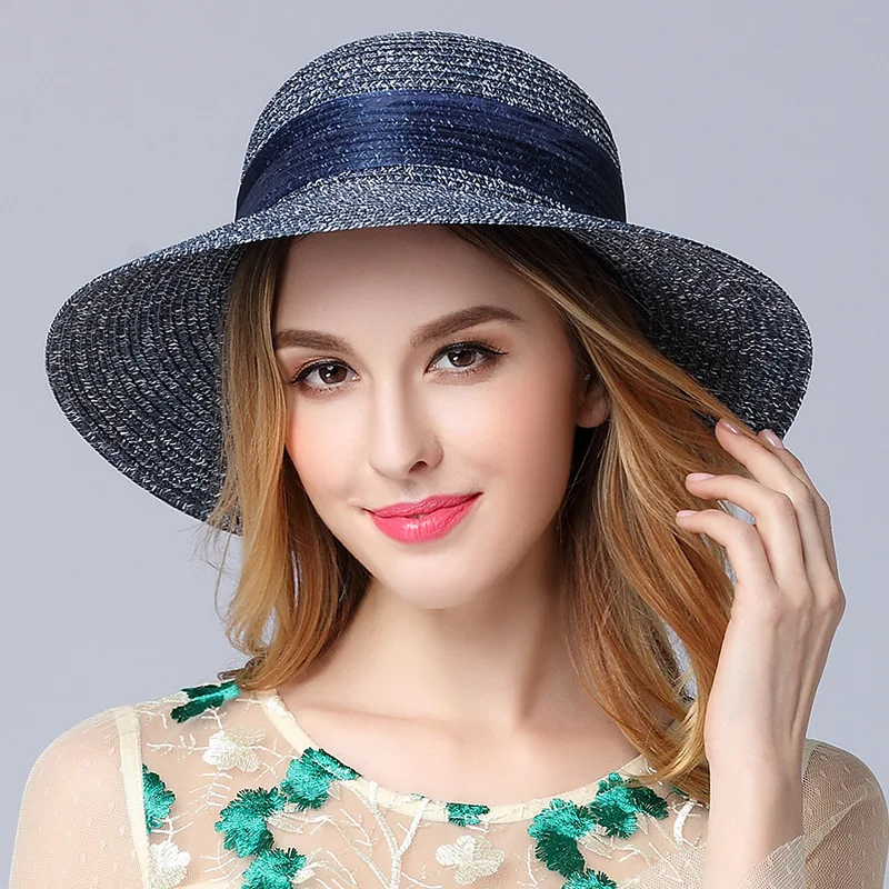 

New Summer Beach Straw Hats Outdoor Leisure Travel Sunscreen Caps Ladies Elegant Visor Hat Lily Sandblasting Basin Cap H003