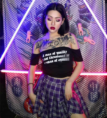 2018 Новое поступление модные Повседневное Harajuku Для женщин с плеча Slash шеи