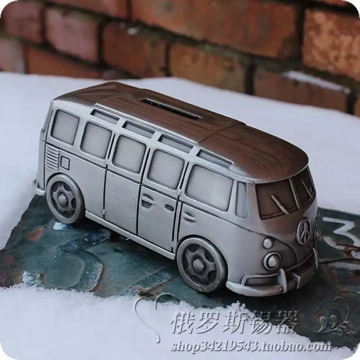 Жестяная Копилка Ван Тин Ретро креативный металлический автобус Детская копилка