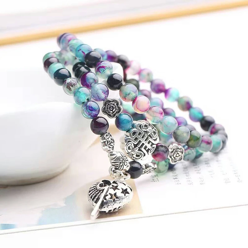 Оптовая продажа красочные браслеты с кристаллами дракона бусы тибетское