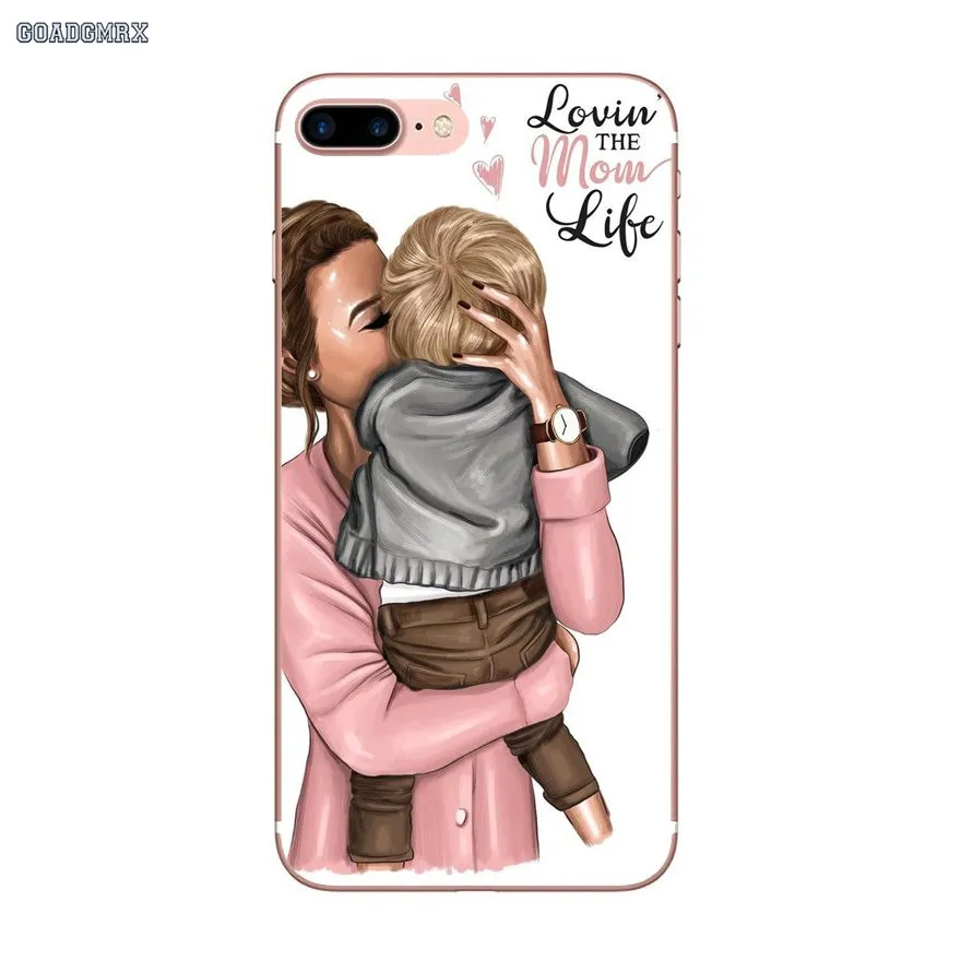 Мягкий чехол с коричневыми волосами для мамы и дочки королева Huawei GR3 2017 Mate 20 P30 Honor